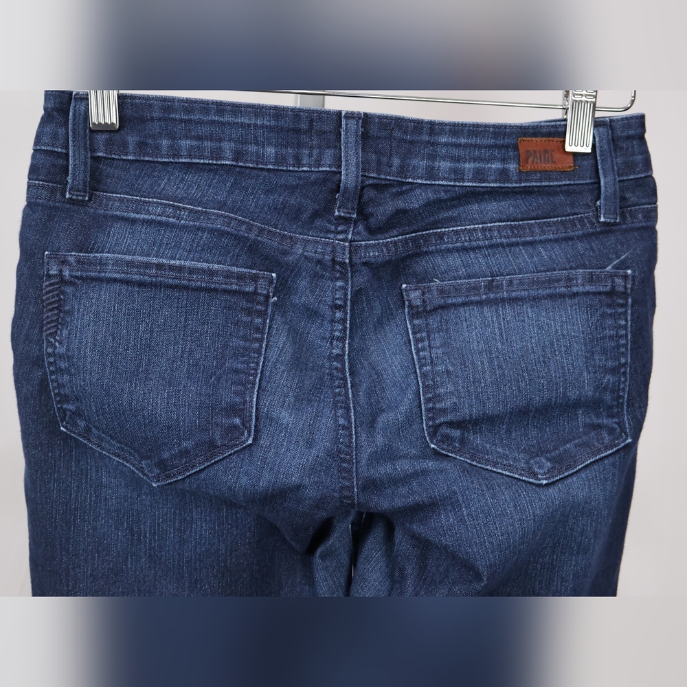 PAIGE Kylie Crop Dark Blue Straight Leg Jeans - Picture 3 of 8